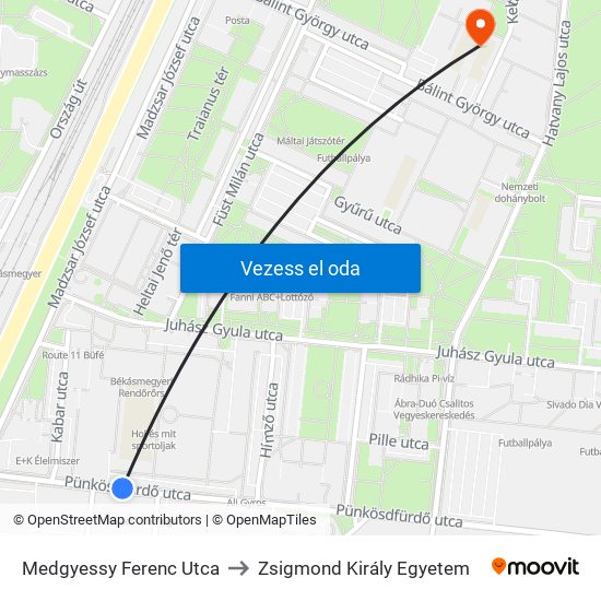 Medgyessy Ferenc Utca to Zsigmond Király Egyetem map