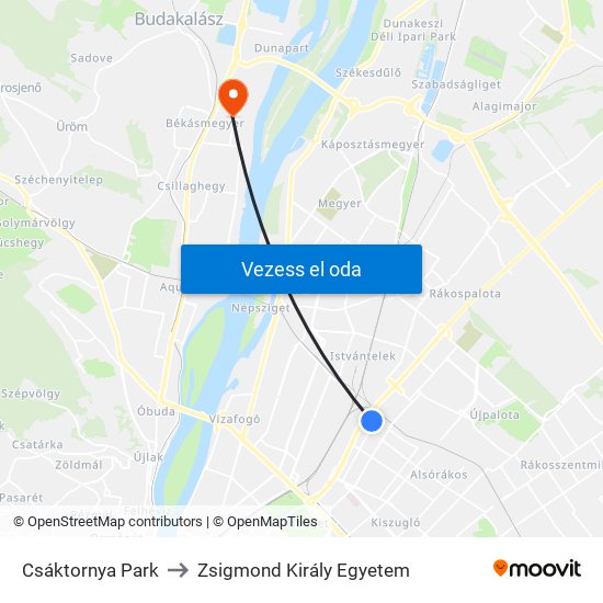 Csáktornya Park to Zsigmond Király Egyetem map