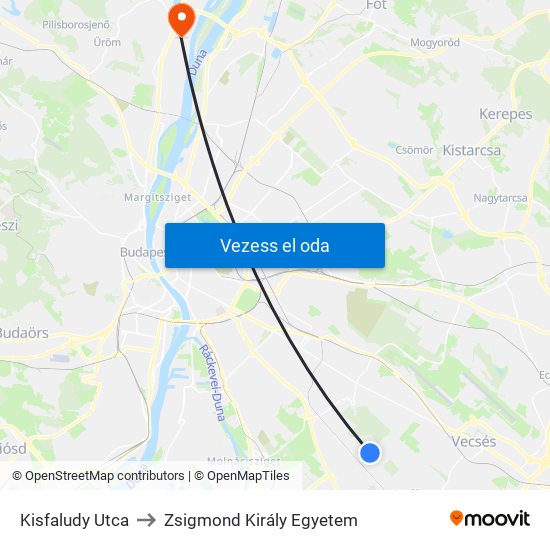 Kisfaludy Utca to Zsigmond Király Egyetem map