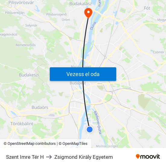 Szent Imre Tér H to Zsigmond Király Egyetem map