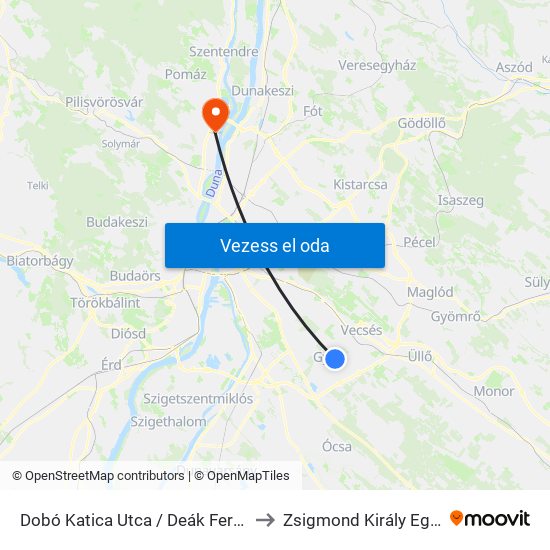 Dobó Katica Utca / Deák Ferenc Utca to Zsigmond Király Egyetem map