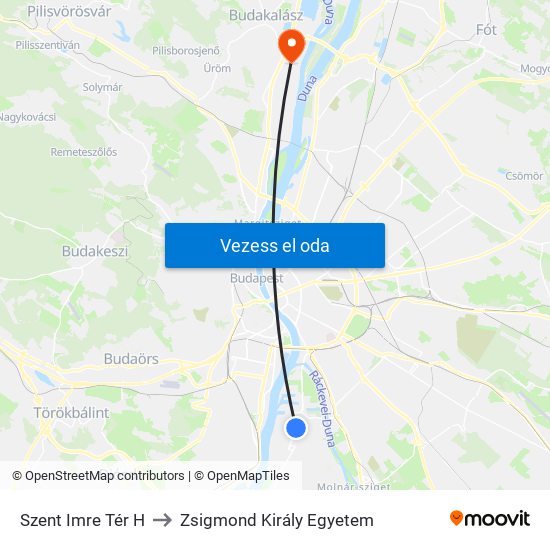 Szent Imre Tér H to Zsigmond Király Egyetem map