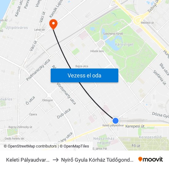 Keleti Pályaudvar M to Nyírő  Gyula Kórház Tüdőgondozó map