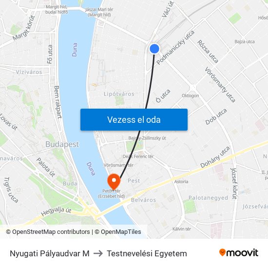 Nyugati Pályaudvar M to Testnevelési Egyetem map