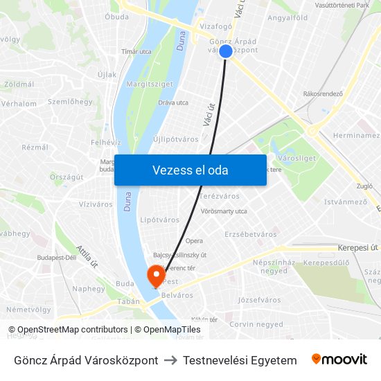 Göncz Árpád Városközpont to Testnevelési Egyetem map