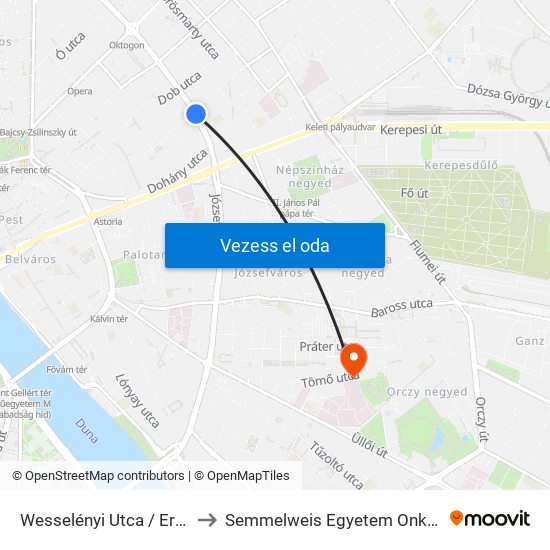 Wesselényi Utca / Erzsébet Körút to Semmelweis Egyetem Onkológiai Központ map