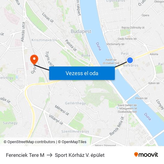 Ferenciek Tere M to Sport Kórház V. épület map