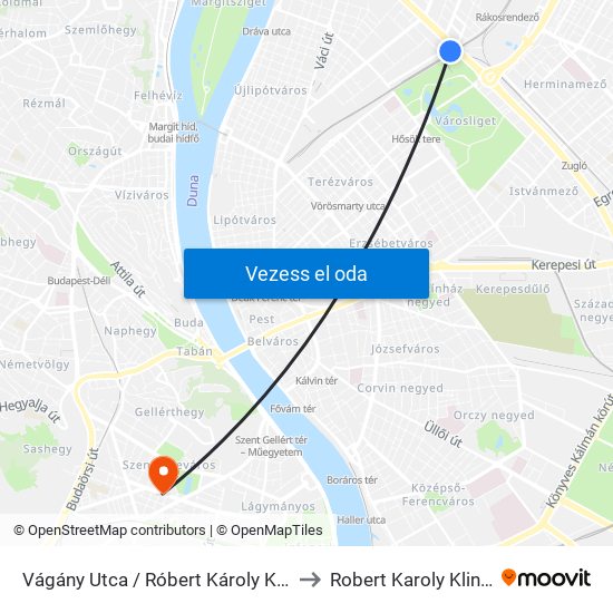 Vágány Utca / Róbert Károly Körút to Robert Karoly Klinika map