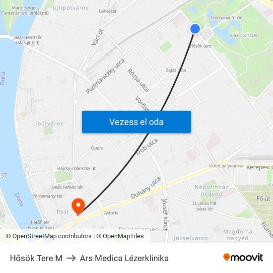 Hősök Tere M to Ars Medica Lézerklinika map