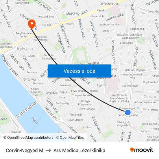 Corvin-Negyed M to Ars Medica Lézerklinika map