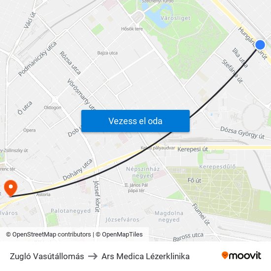 Zugló Vasútállomás to Ars Medica Lézerklinika map