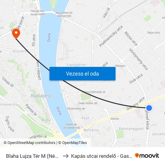 Blaha Lujza Tér M (Népszínház Utca) to Kapás utcai rendelő - Gasztroenterológia map