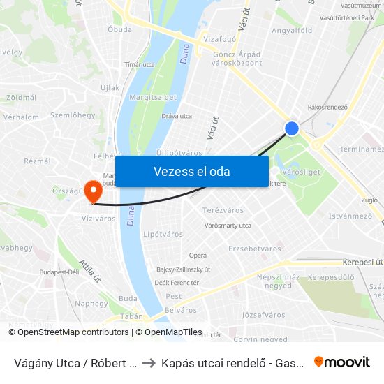 Vágány Utca / Róbert Károly Körút to Kapás utcai rendelő - Gasztroenterológia map