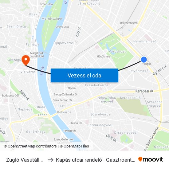 Zugló Vasútállomás to Kapás utcai rendelő - Gasztroenterológia map