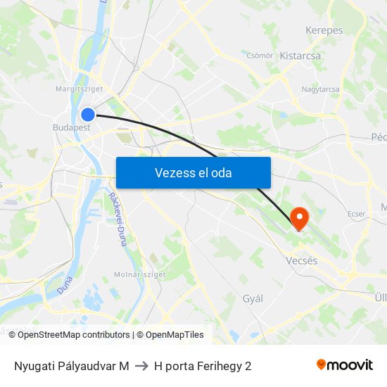 Nyugati Pályaudvar M to H porta Ferihegy 2 map