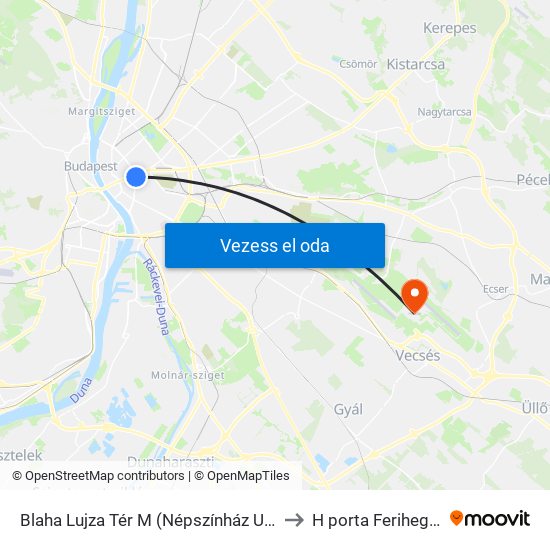 Blaha Lujza Tér M (Népszínház Utca) to H porta Ferihegy 2 map