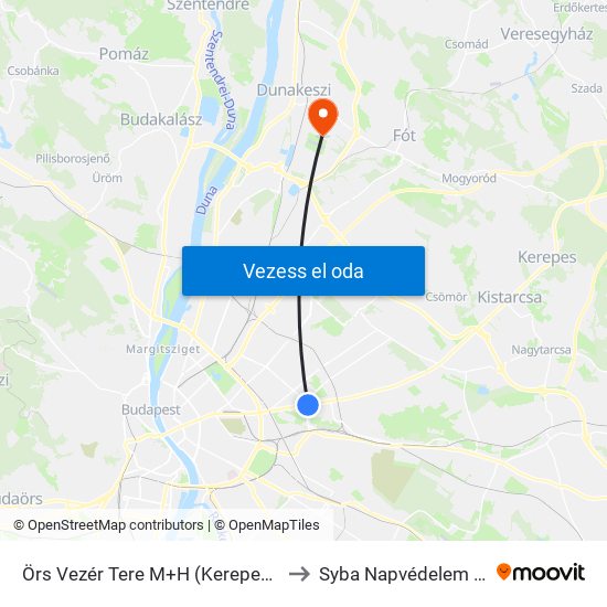 Örs Vezér Tere M+H (Kerepesi Út) to Syba Napvédelem Kft. map