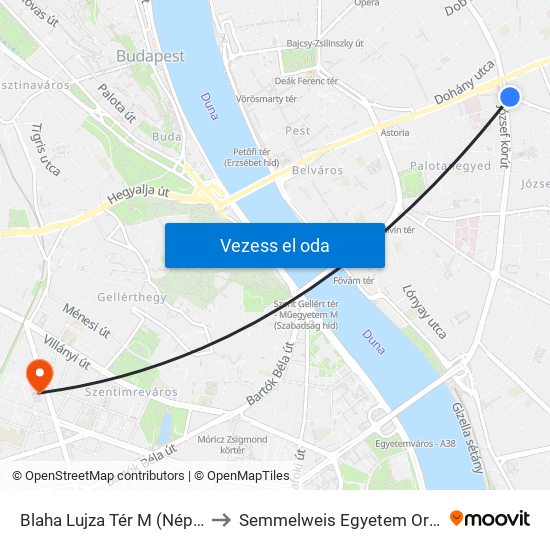 Blaha Lujza Tér M (Népszínház Utca) to Semmelweis Egyetem Ortopédia Klinika map