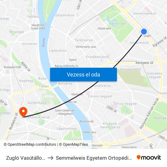 Zugló Vasútállomás to Semmelweis Egyetem Ortopédia Klinika map