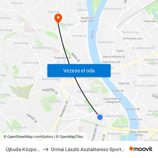 Újbuda-Központ M to Ormai László Asztalitenisz-Sportcsarnok map