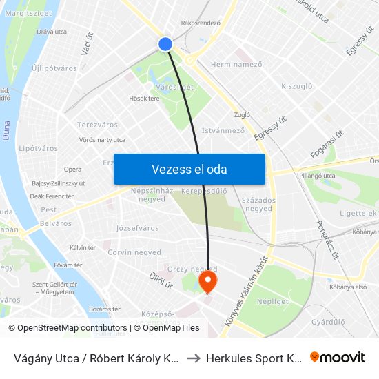 Vágány Utca / Róbert Károly Körút to Herkules Sport Klub map