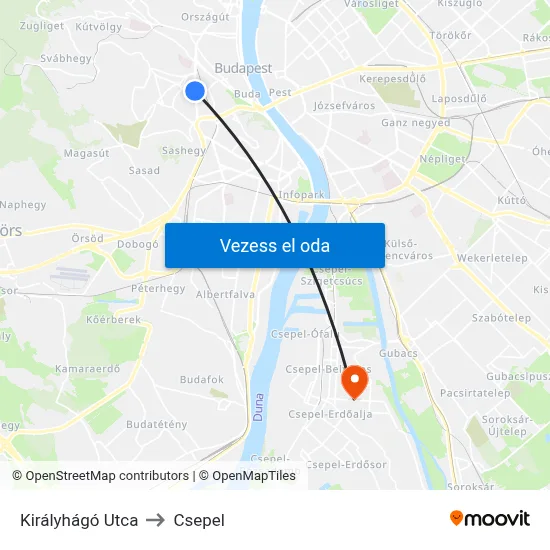 Királyhágó Utca to Csepel map