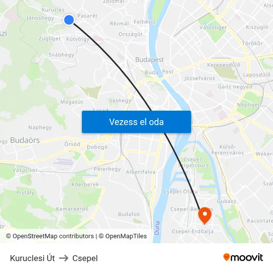 Kuruclesi Út to Csepel map