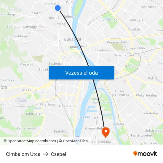 Cimbalom Utca to Csepel map