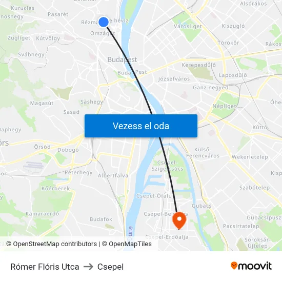 Rómer Flóris Utca to Csepel map