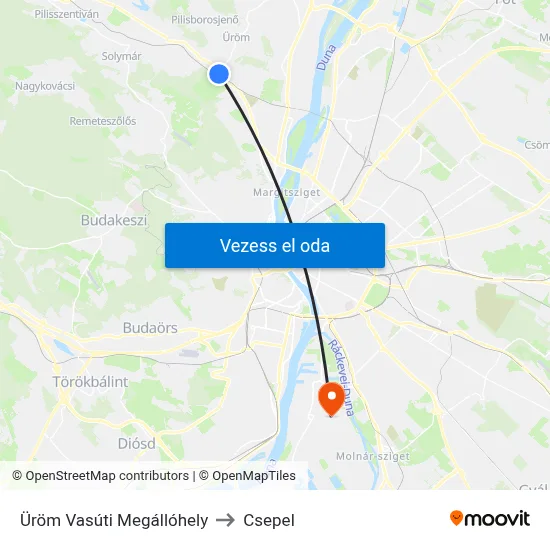 Üröm Vasúti Megállóhely to Csepel map