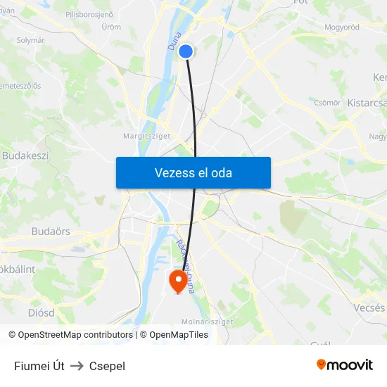 Fiumei Út to Csepel map