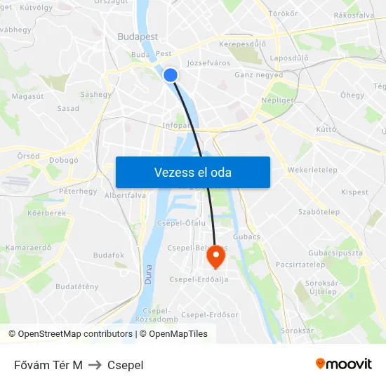 Fővám Tér M to Csepel map