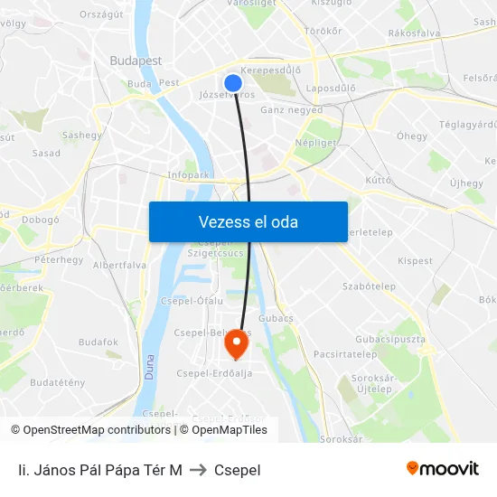 Ii. János Pál Pápa Tér M to Csepel map