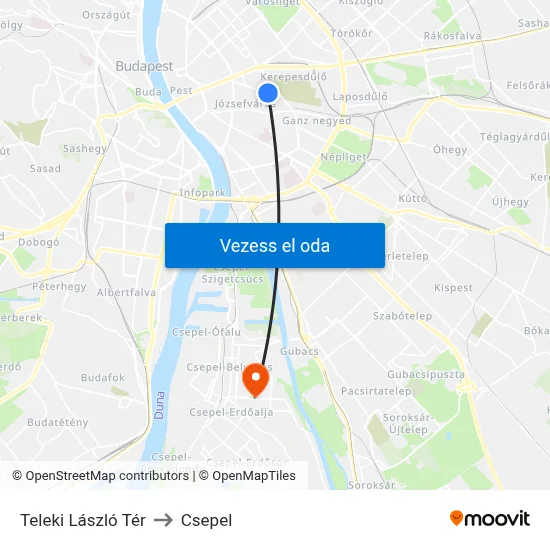 Teleki László Tér to Csepel map