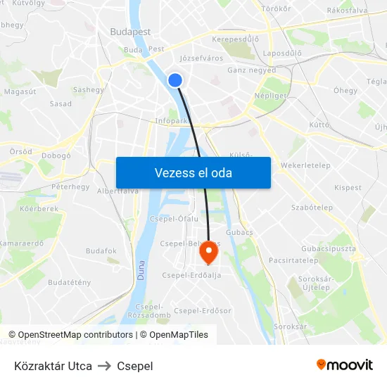 Lónyay Utca to Csepel map