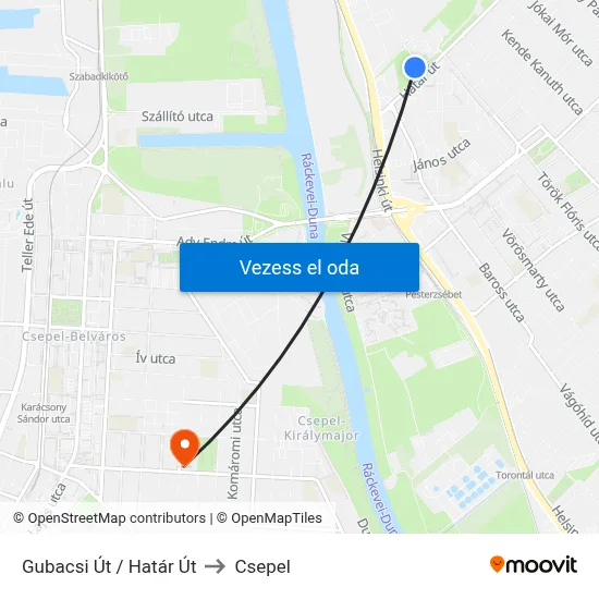 Gubacsi Út / Határ Út to Csepel map