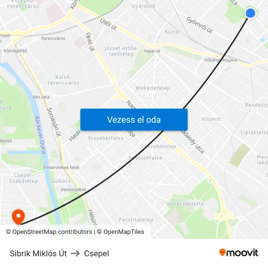 Sibrik Miklós Út to Csepel map