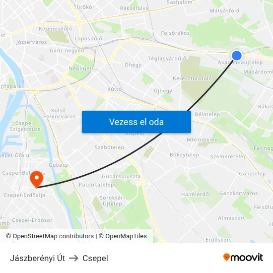 Jászberényi Út to Csepel map