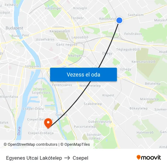 Egyenes Utcai Lakótelep to Csepel map