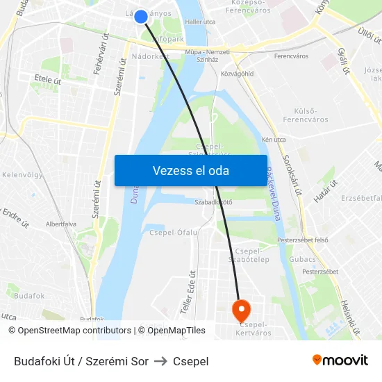 Budafoki Út / Szerémi Sor to Csepel map