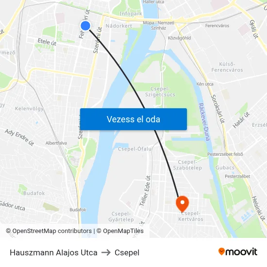 Hauszmann Alajos Utca to Csepel map
