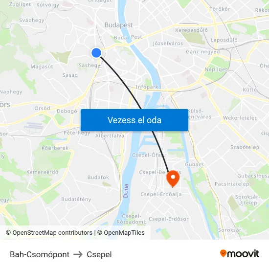 Bah-Csomópont to Csepel map