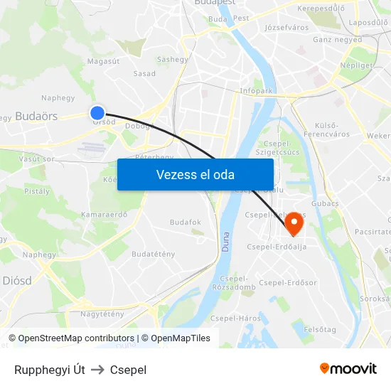 Rupphegyi Út to Csepel map