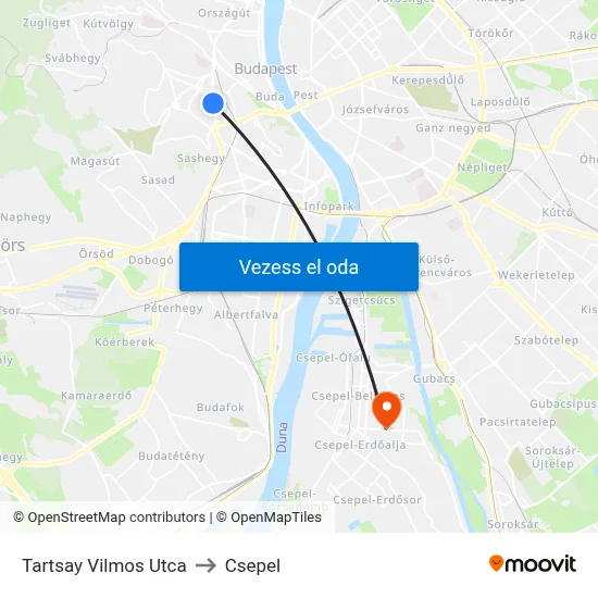 Tartsay Vilmos Utca to Csepel map