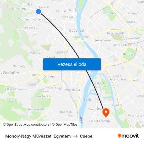 Moholy-Nagy Művészeti Egyetem to Csepel map