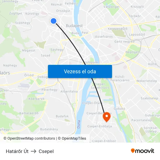 Határőr Út to Csepel map