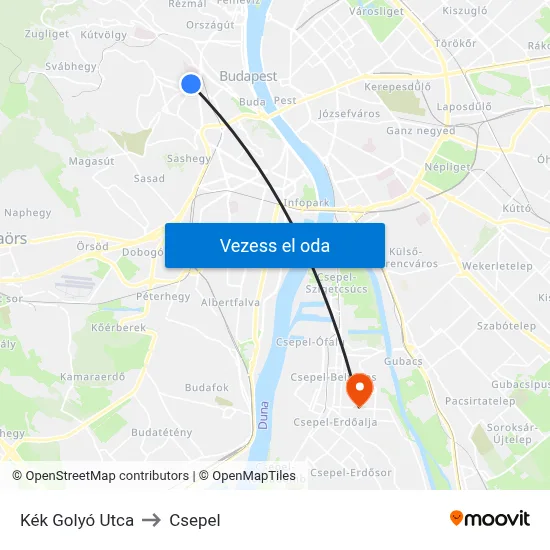 Kék Golyó Utca to Csepel map