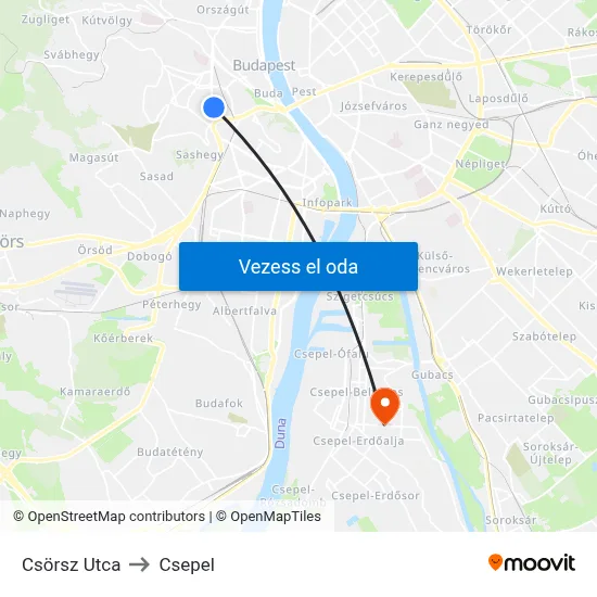 Csörsz Utca to Csepel map