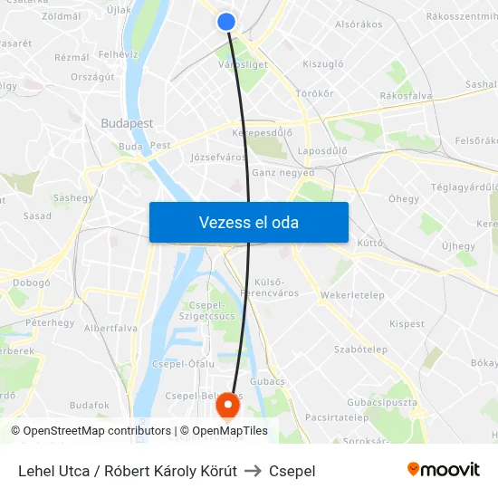 Lehel Utca / Róbert Károly Körút to Csepel map