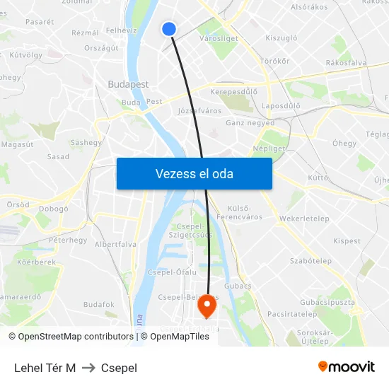 Lehel Tér M to Csepel map